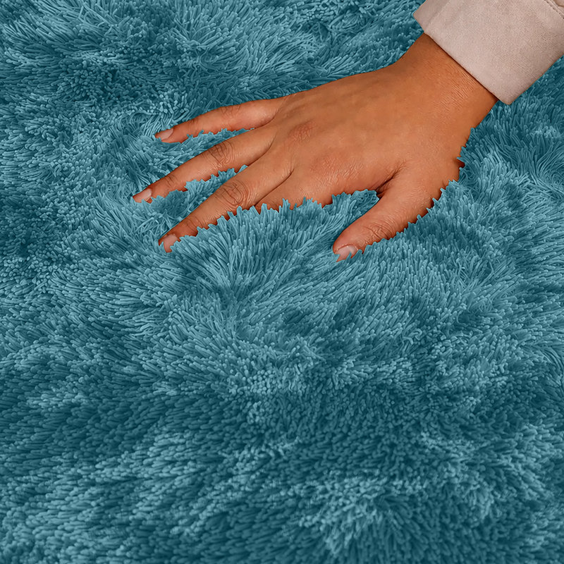 Soft Fluffy Living Room Large Area Rug, Rectangle 200 x 290 cm, Tye Dye Teal