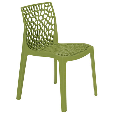 Gruvyer Spider Web Design Indoor Outdoor Stacking Plastic Dining Chairs - 4 Chairs
