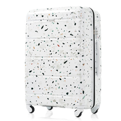 Luggage Set Of 3, 20-Inch With USB Port, Airline Certified Carry-On Luggage  , ABS+PC Hard Shell Luggage With Spinner Wheels,Starry Sky White