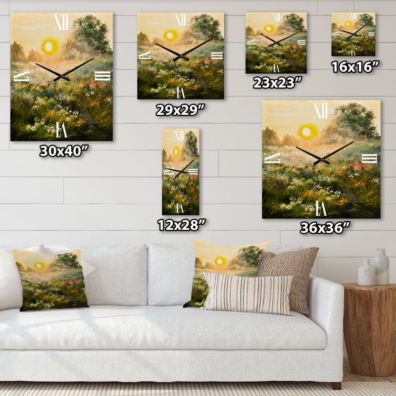Horloge murale Sunrise in the Blossoming Field, Petit