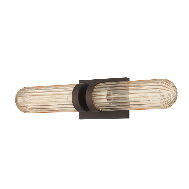 Hunter x Jasmine Roth Beverly Glen 2 Light Bathroom Vanity Wall Light Fixture, Amber, Matte Bronze