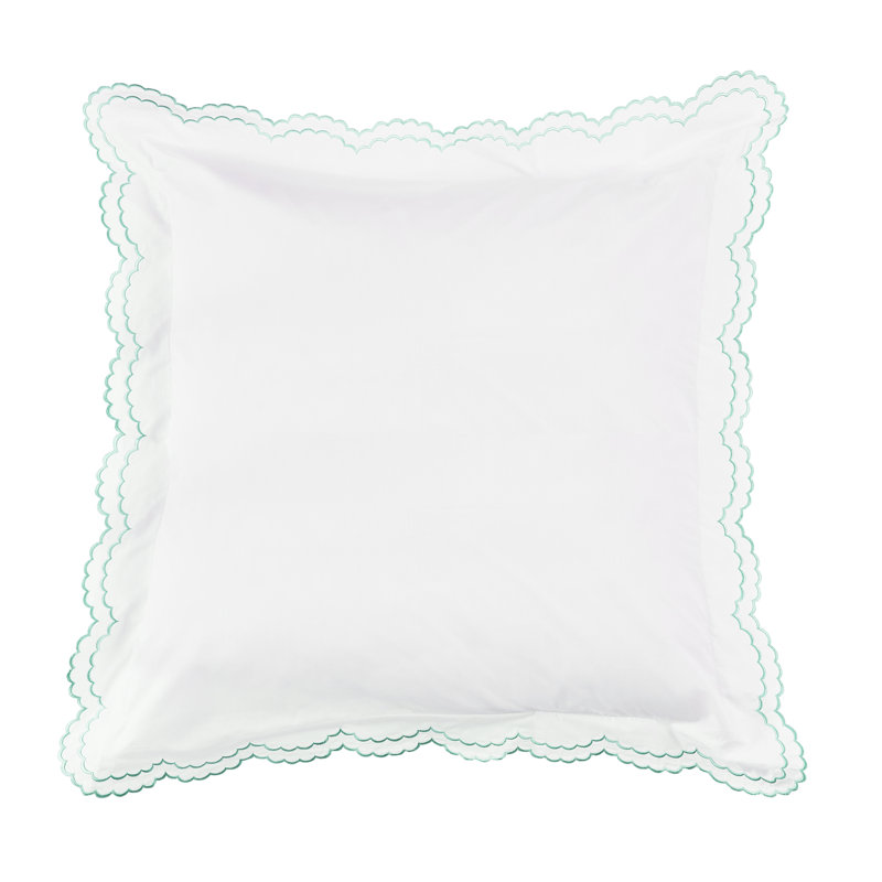 Berrada Double Scalloped 100% Cotton Sham, Teal