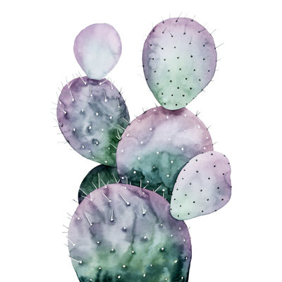 Purple Cactus II by Grace Popp - Wrapped Canvas Painting Print