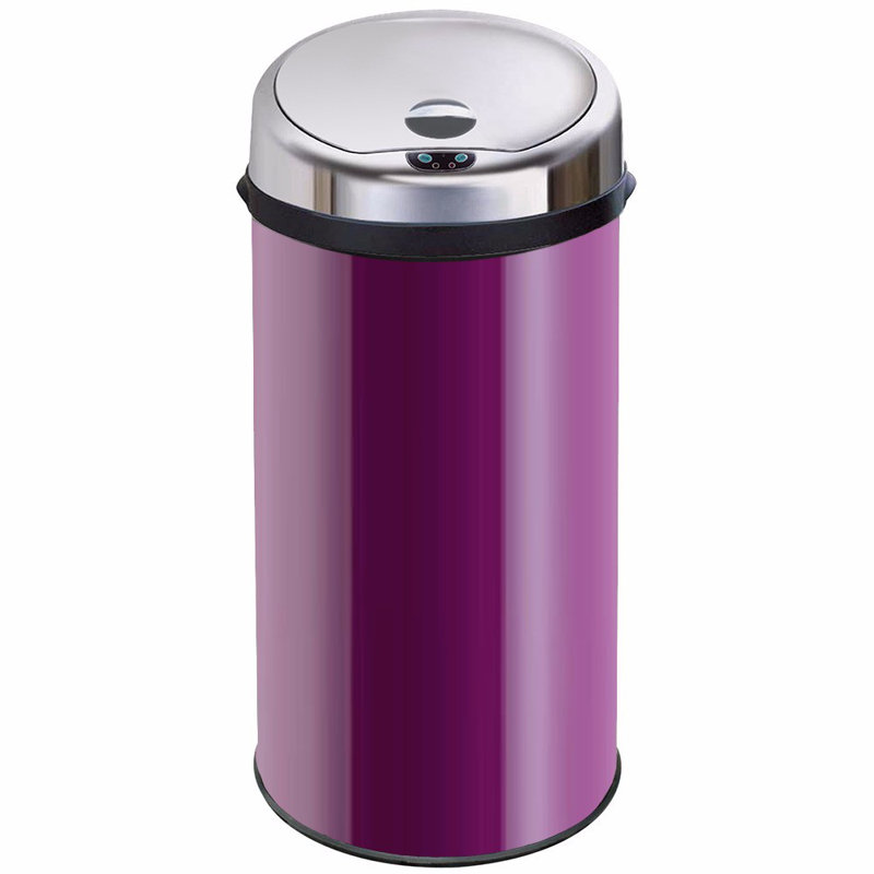 Ladson Steel Motion Sensor Kitchen Trash Can, 42L, Purple