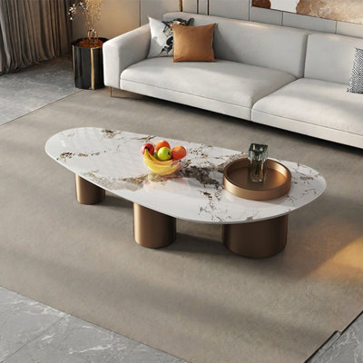 Light luxury profiled rock panel coffee table