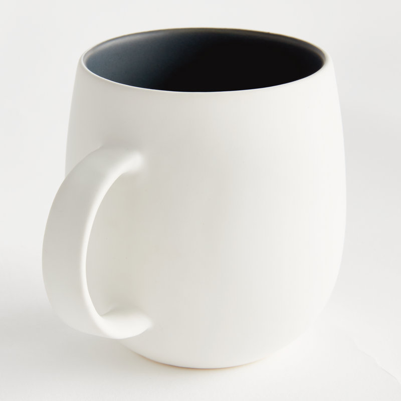 Ceramic Coffee Cup, White/Navy