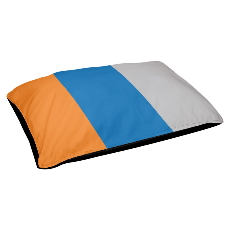 Coussin d'extérieur New York, Très grand (l 50 po x P 40 po x H 17 po), Orange / Bleu / Argent