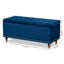 Banc de rangement avec repose-pieds capitonné en tissu bleu marine Mosa, H 18,48 po x l 41,49 po x P 16,59 po