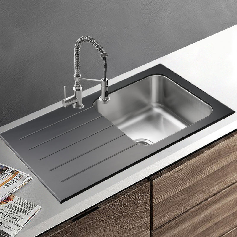 Belfry Kitchen Dore 500mm W Single Bowl Stainless Steel Kitchen Sink with 1 Faucet Hole, Left