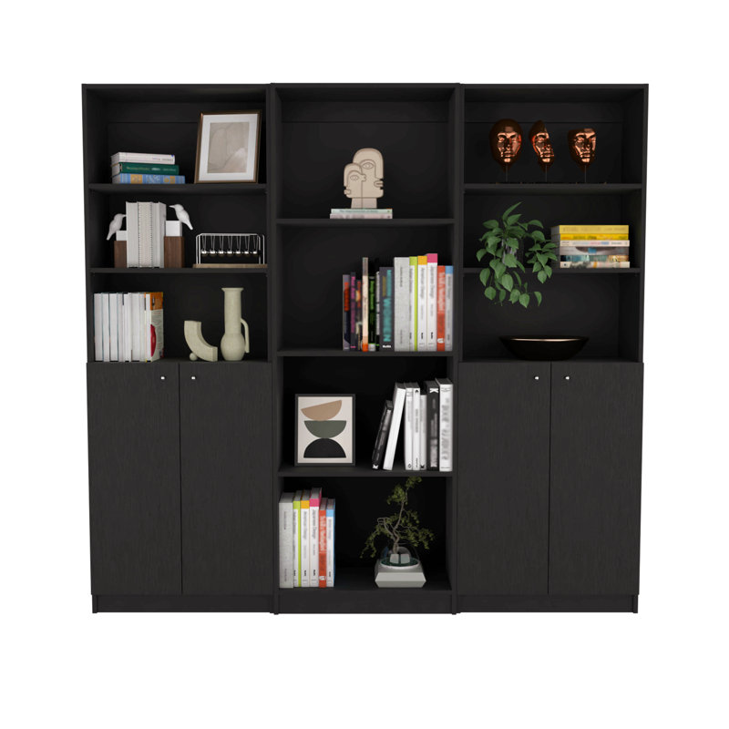Bibliothèque standard Cernobbio, H 71,17 po x l 74,1 po x P 11,77 po, Noir