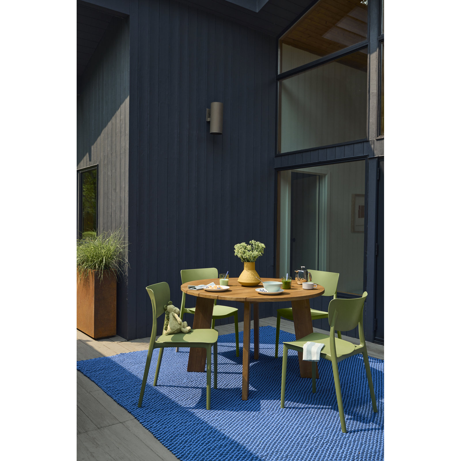 Farrah Outdoor Stacking Dining Side Chair, Black