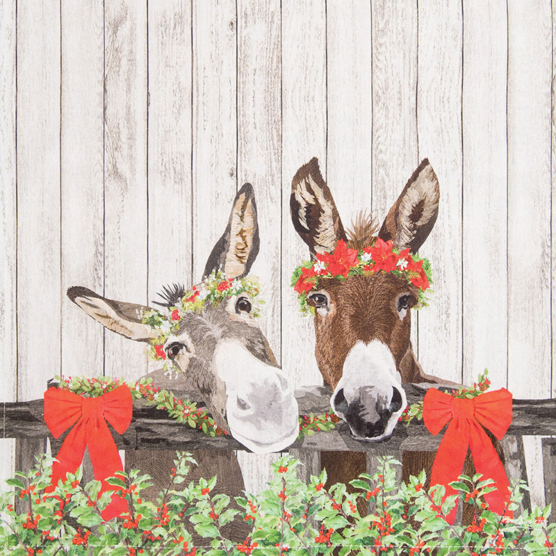 Torchon 100% coton Christmas Donkeys