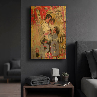 «Family» par David Drioton, art mural en métal doré, 16 po x 24 po