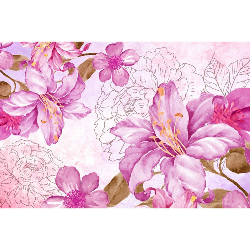 Abstract Floral Peel & Stick Floral Border, 100" L x 144" W