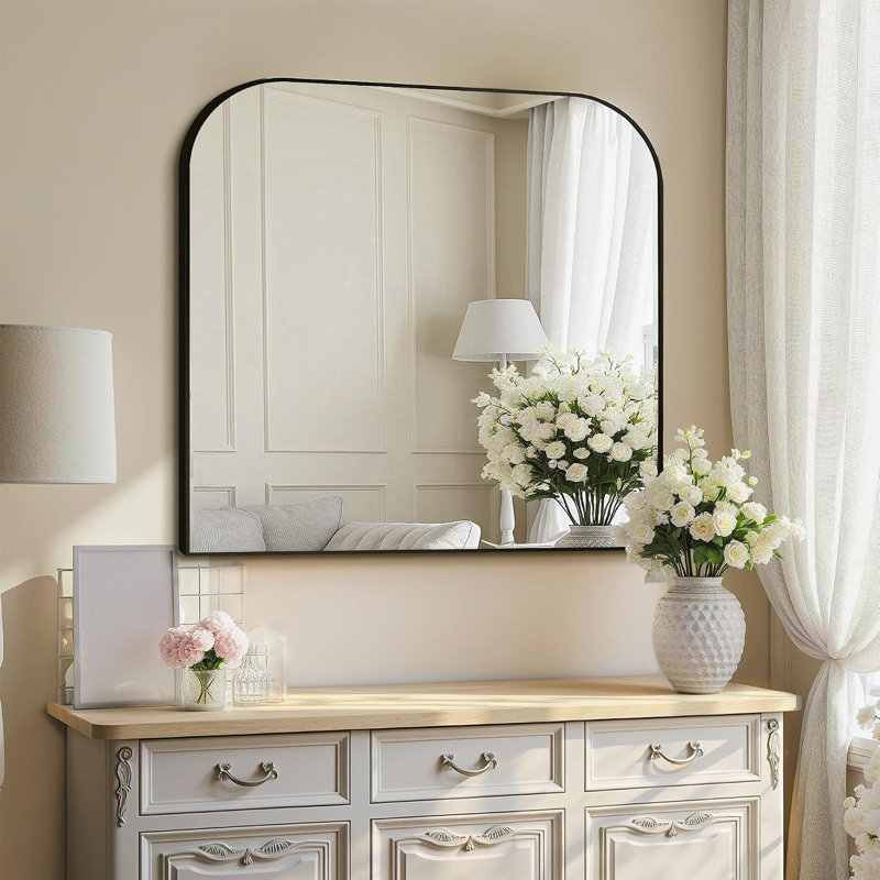 Miroir de salle de bain 30 po x 30 po avec cadre en métal doré, à placer au-dessus du lavabo