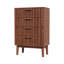 60cm W 4-Drawer Chest with Slatted-Designed Drawers, Narrow Nordic Dresser with Hollow Panels & Tapered Legs, Walnut / Natural-760487371