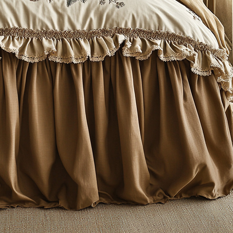 Delicate Embroidered Floral Bed Skirt