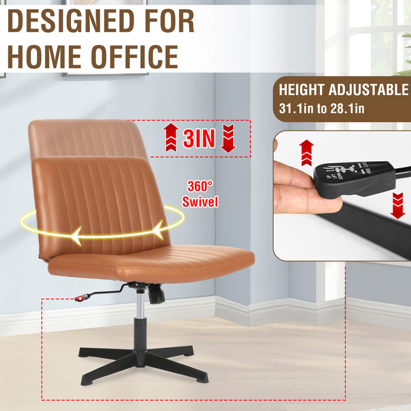 Chaise de bureau sans accoudoirs Criss, Brun