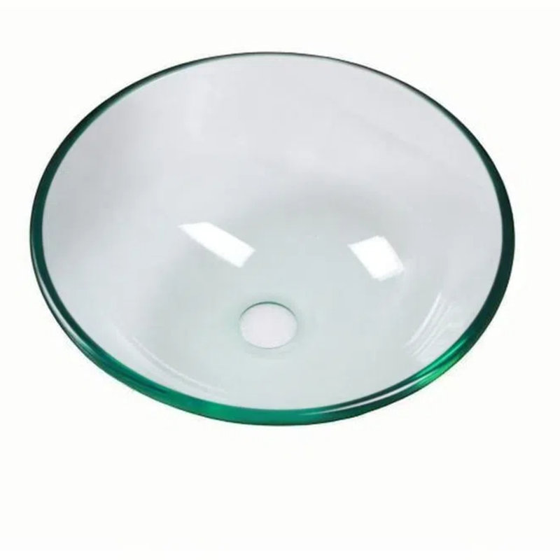 Bathroom Artistic Tempered Glass Vessel Bathroom Sink With Pop-Up Drain
