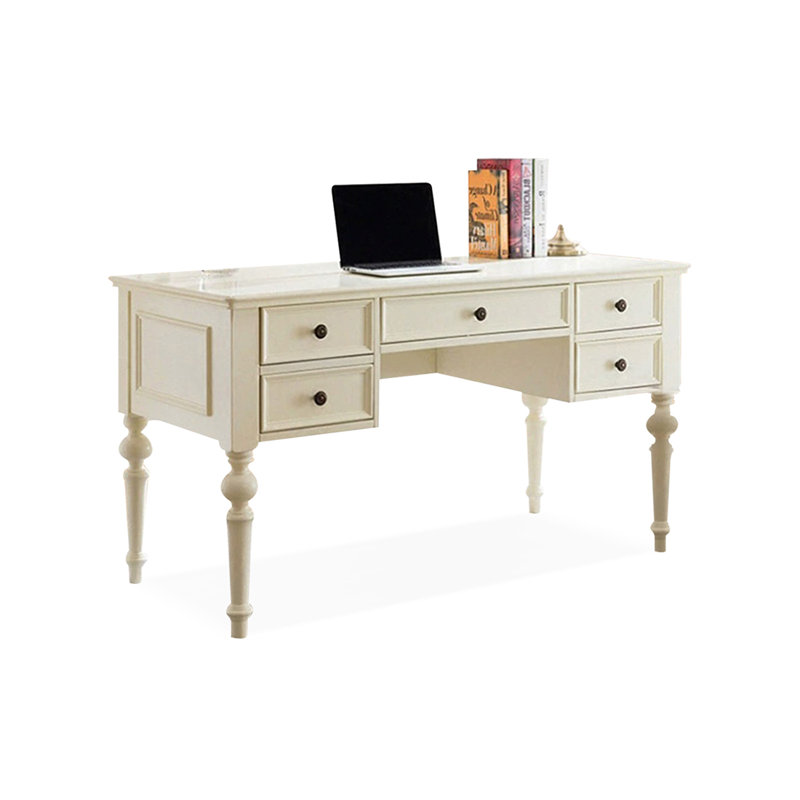 Bureau de direction rectangulaire blanc en bois massif avec tiroirs, 30.31"H*62.99"W*29.92"D, Blanc