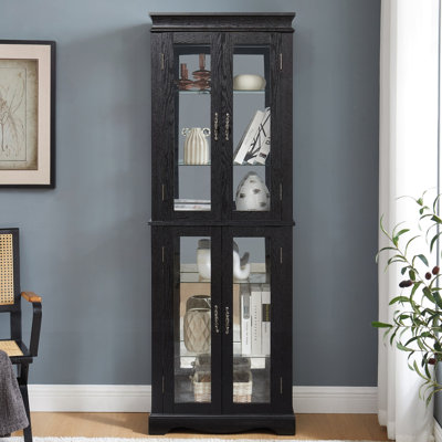 Vitrine lumineuse en verre avec tablettes réglables