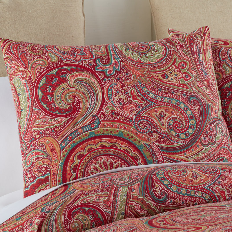 Spruce Red Paisley Cotton Twin Duvet Cover Set
