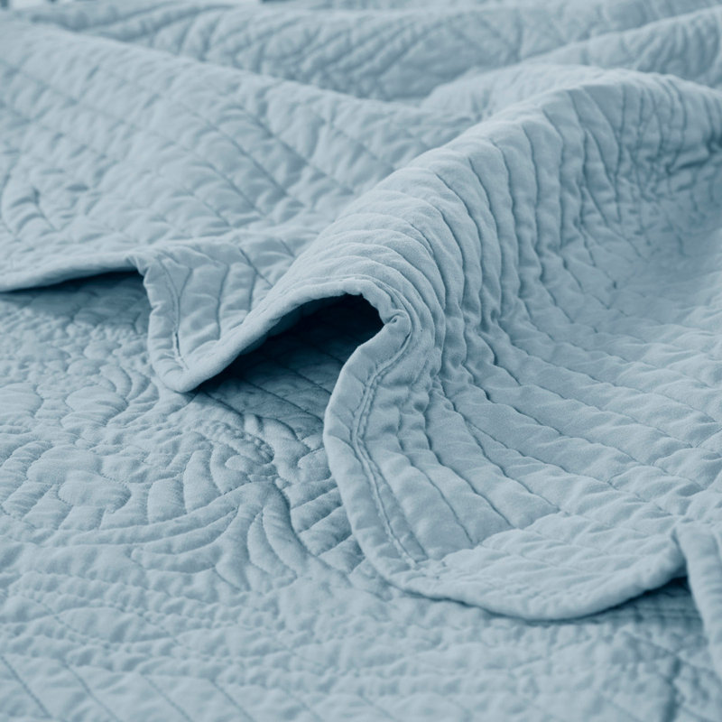 Jeté matelassé surdimensionné avec bords festonnés écume de mer 60 x 72 po, Bleu
