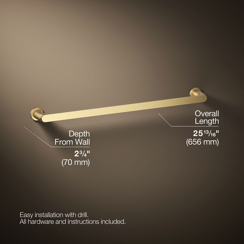 Avid Towel Bar, Polished Chrome, 18"W