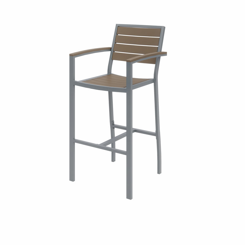 Ivy Aluminum Outdoor Stool, Mocha, Silver