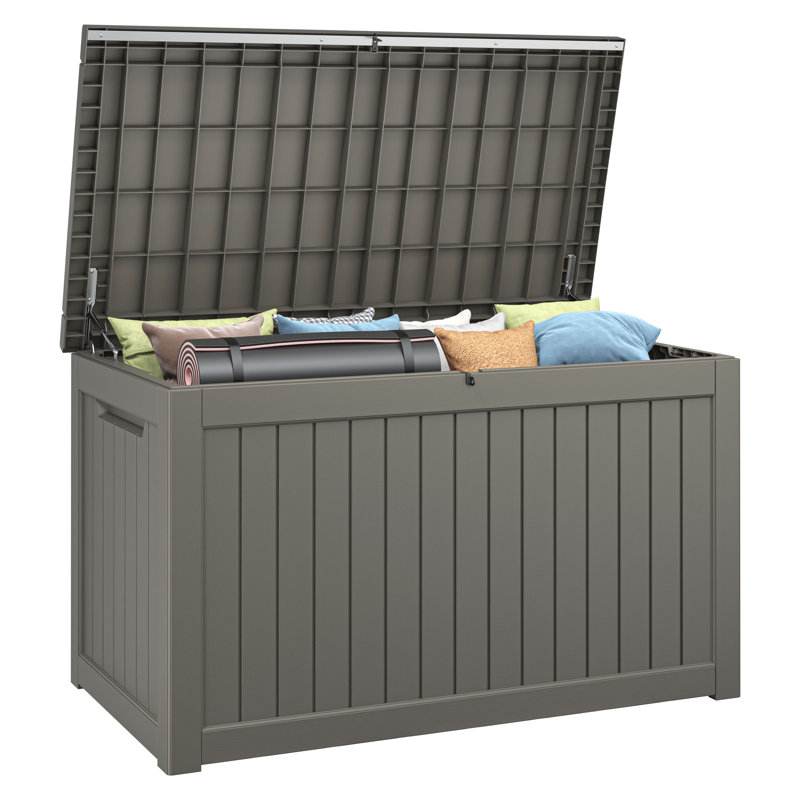 57.9"W 230 Gallon Durable Waterproof Resin Deck Box, Gray, 33.66" H x 57.87" W x32.24" D