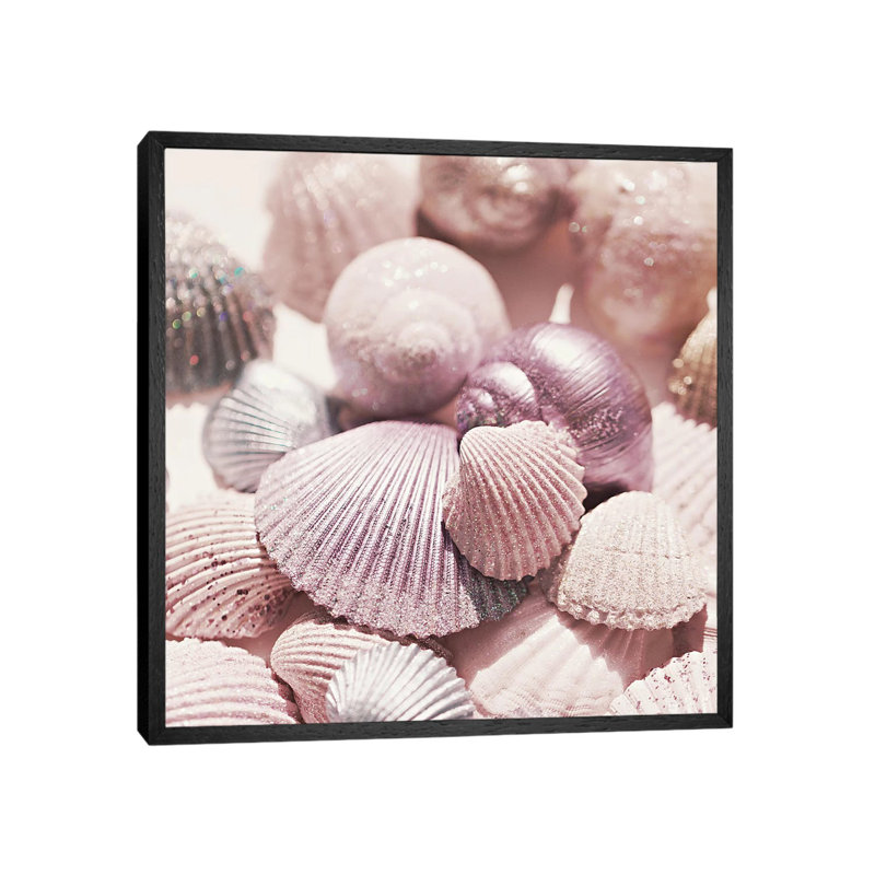 Shells And Glitter by Monika Strigel - Print on Canvas, 45.72cm H x 45.72cm W x 3.81cm D, Black Framed