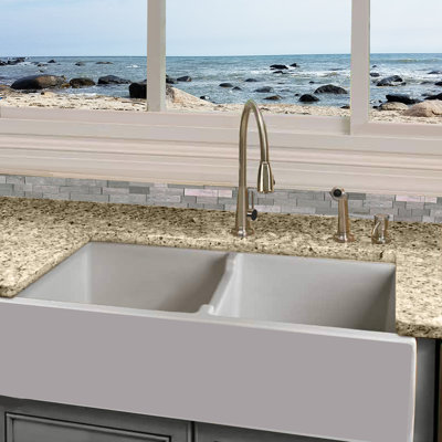 Pranav 39.25'' L Double Bowl Fireclay Kitchen Sink