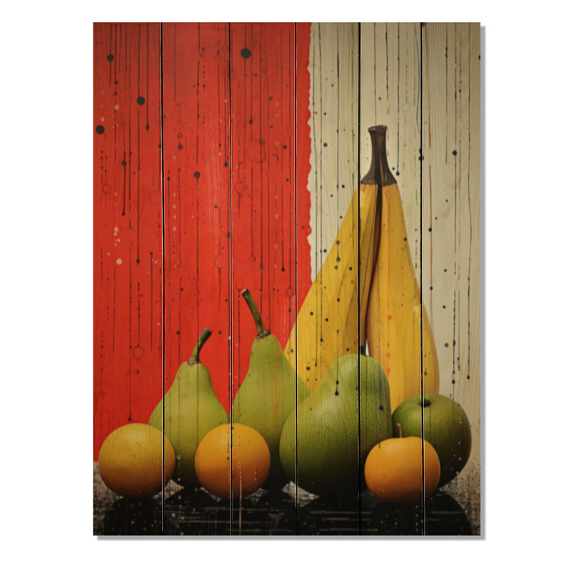 «Fruit Harvest Spectrum Différent II» sur bois, H 20 po x l 10 po x P 0,78 po