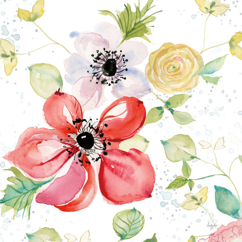 Spray Of Anemones II by Kristy Rice - Wrapped Canvas Painting, 122cm H x 122cm W x 3.8cm D
