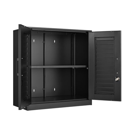 Armoire murale en métal, armoire de rangement murale avec serrure et poignée, armoire murale de garage avec tablettes réglables pour garages, espaces de rangement, sous-sols
