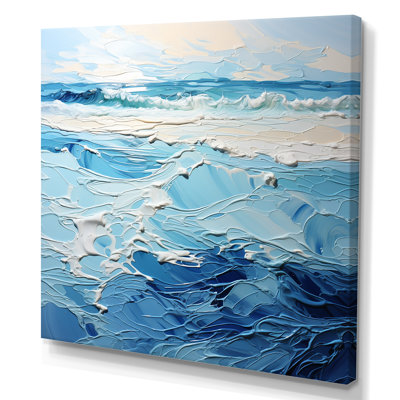 Bleu et blanc, vagues modernes de la côte II - art mural minimaliste côtier