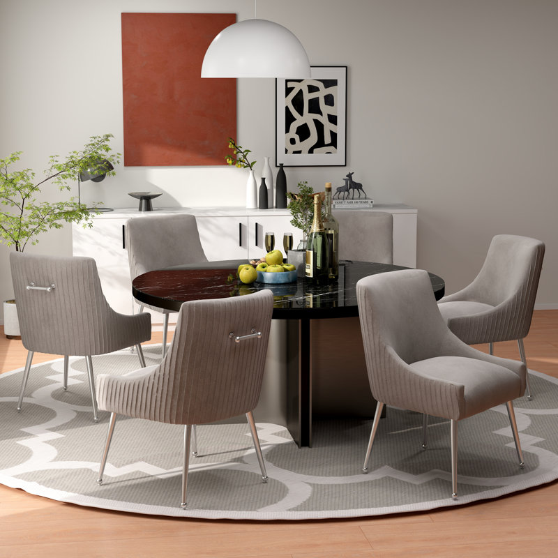 Magallanes Velvet Upholstered Side Chair, Grey