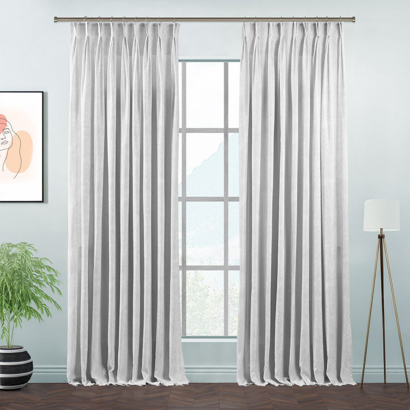 Pinch Plate Room Darkening Extra Long & Extra Wide Decorative Curtain - Single Panel_1, Off-White, 65cm Width x 500cm Drop
