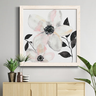 «Black & Blush Anemone II», art mural sur toile