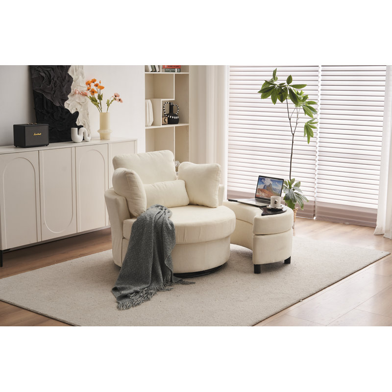 Upholstered Accent Chair, Ivory Chenille