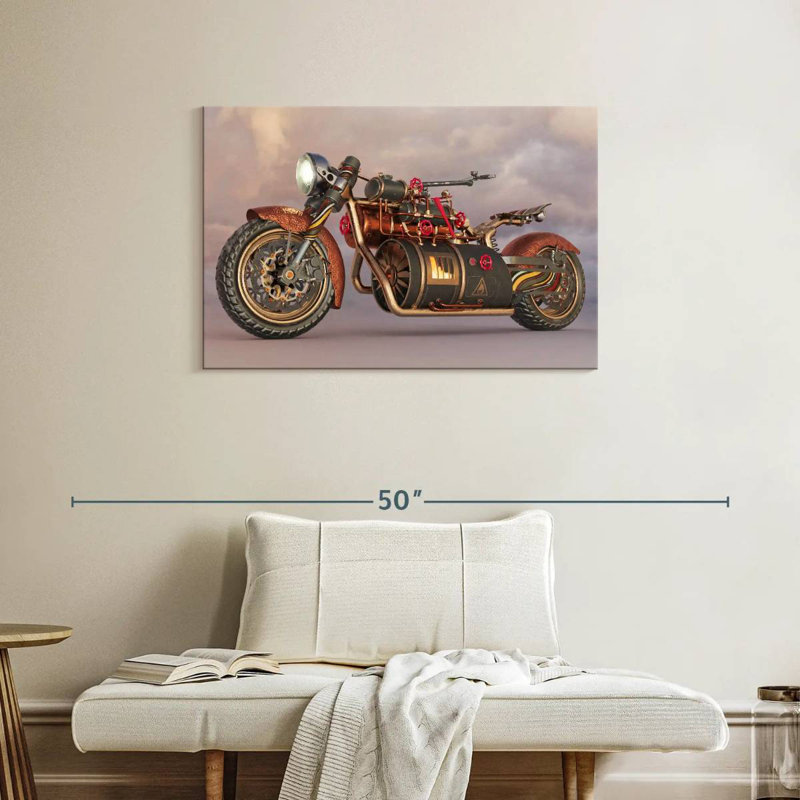 Mehar Steampunk Motorcycle, 24" H x 36" W