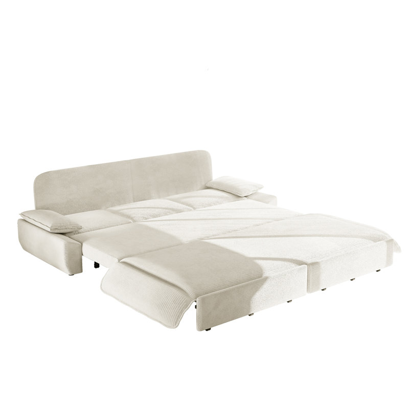 94.5" King Size Pull Out Sofa Bed, 3-in-1 Convertible Sleeper Sofa, Multi-functional Corduroy Sofa Bed For Living Room & Bedroom