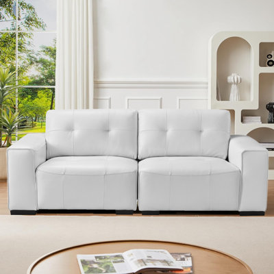 Upholstered Leather 84" Modular Loveseat Couch Sofa