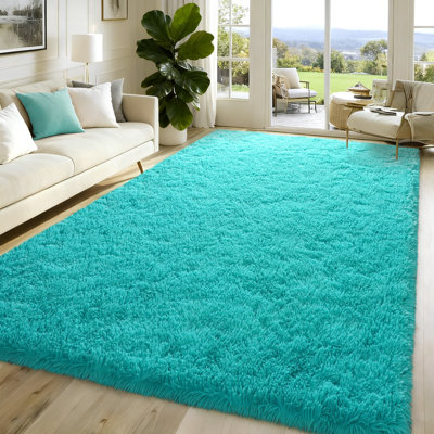 Solid Rug Soft Fluffy Blue Indoor Area Rug for Living Room Bedroom Nursery Kids Room