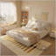 Très grand lit plateforme tapissier très grand avec dossier rembourré surdimensionné et structure en bois massif, convient à plusieurs hauteurs de matelas, beige-2137474904-2137474910