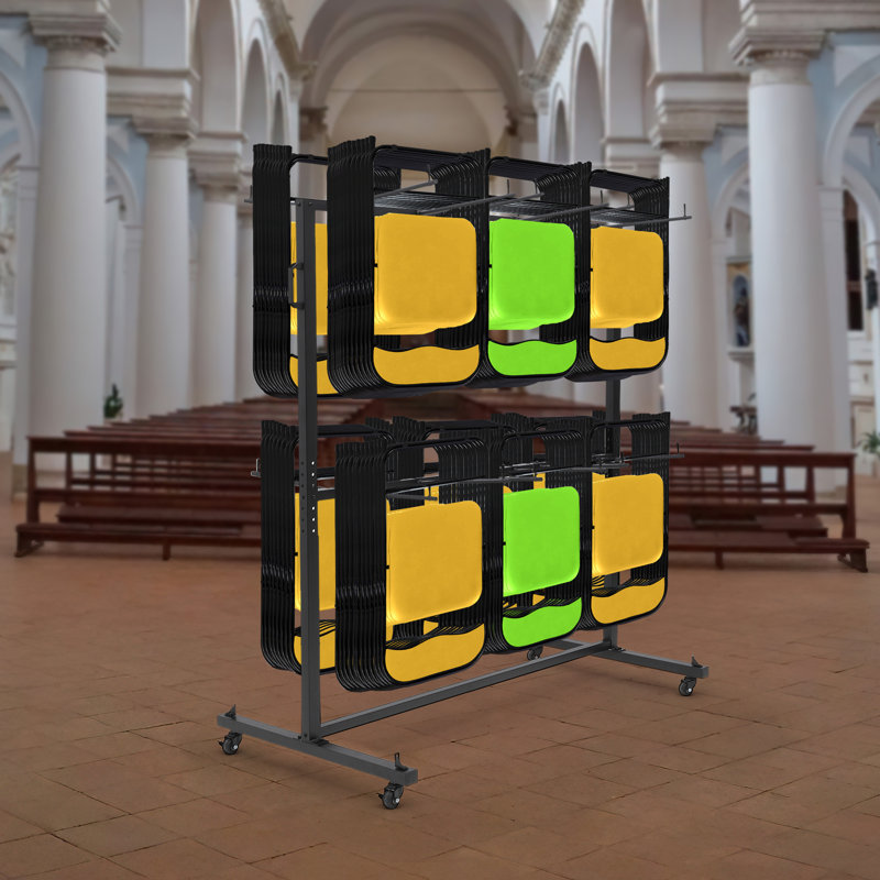 Chariot pliant robuste pour 84 chaises ou 42 chaises et 12 tables, chariot de rangement de capacité d'une capacité de 800 lb avec roulettes verrouillables, housse et sangles résistantes aux intempéries