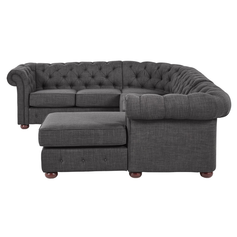 Dunn Upholstered U-Shaped Sectional Right Hand Facing, Dark Gray Linen