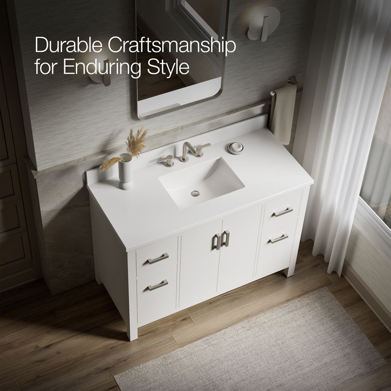 Kresla 48 In. Bathroom Vanity Cabinet With Sink And Quartz Top, White