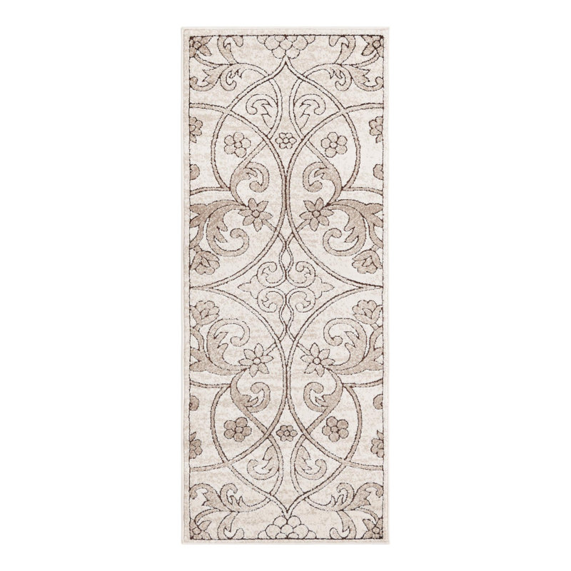 Tapis oriental beige foncé Derby, Tapis de couloir 2 pi x 5 pi 1 po