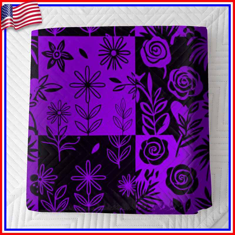 Couvre-lit matelassé à motif floral mauve toutes tailles, Double